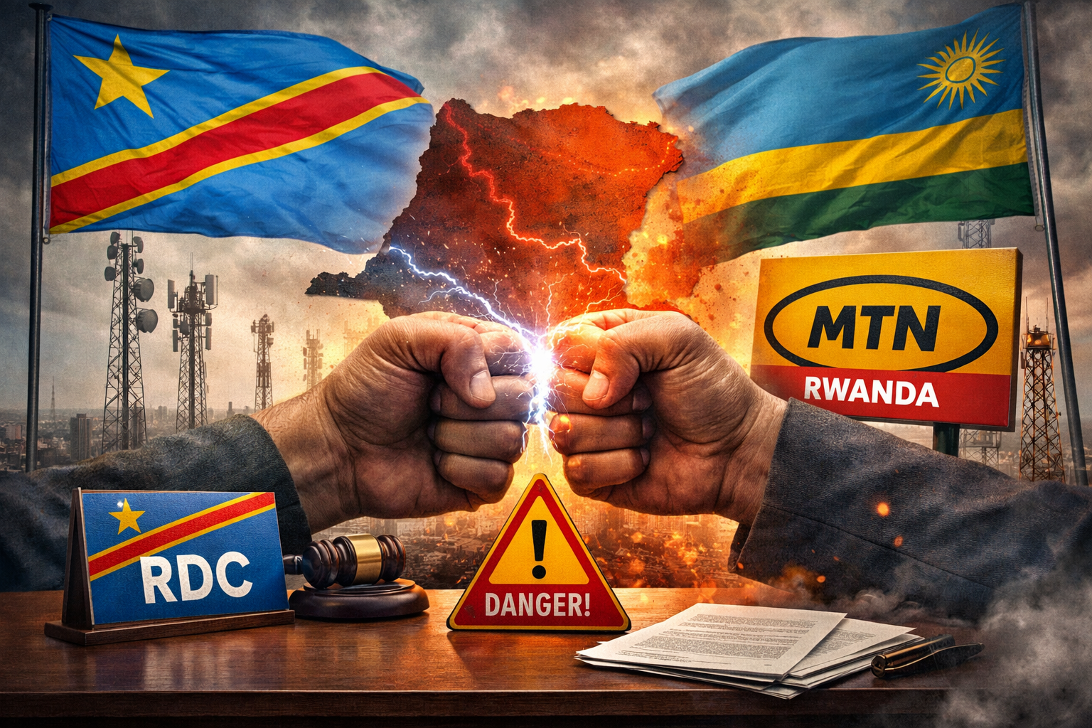 Fréquences congolaises exploitées sans autorisation : Kinshasa hausse le ton face à MTN Rwanda PHOTO IA ILLUSTRATION